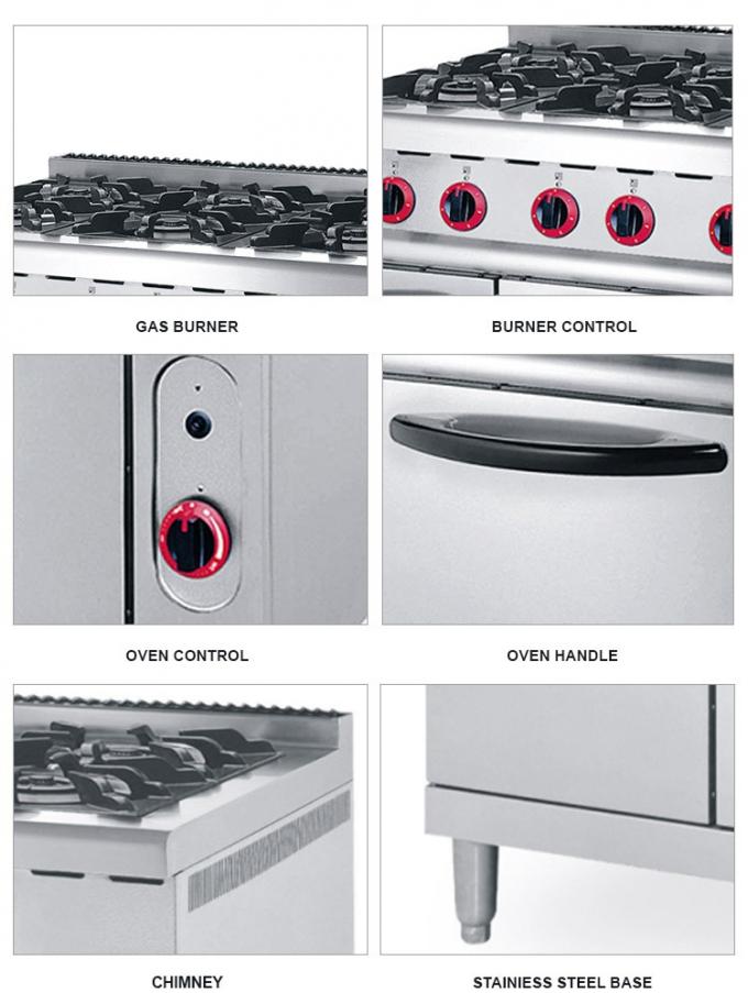 Zh-rq-6 εμπορική κουζινών επαγγελματική σόμπα αερίου 6 καυστήρων αερίου μαγειρέματος τιμών σειράς βιομηχανική με το φούρνο
