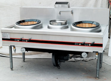 Commercial Gas Two Burner Cooking Range 1900mm For Hotel , Stainless Steel