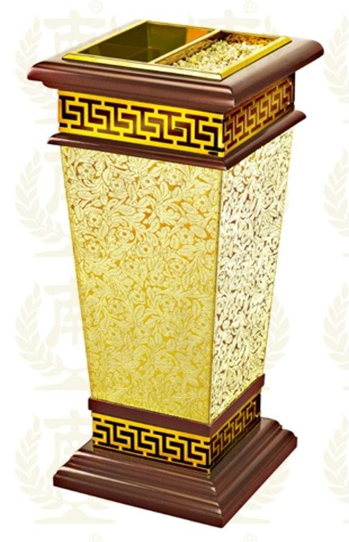Restaurant Room Service Equipments , GPX-182 Wood Dustbin With Diamond Simulation